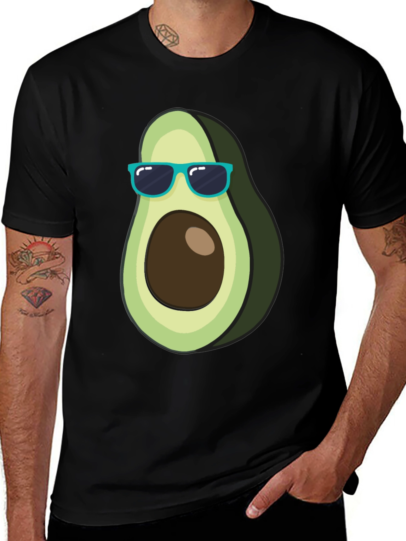 Cool Avocado Graphic Tee - Black Cotton T-Shirt