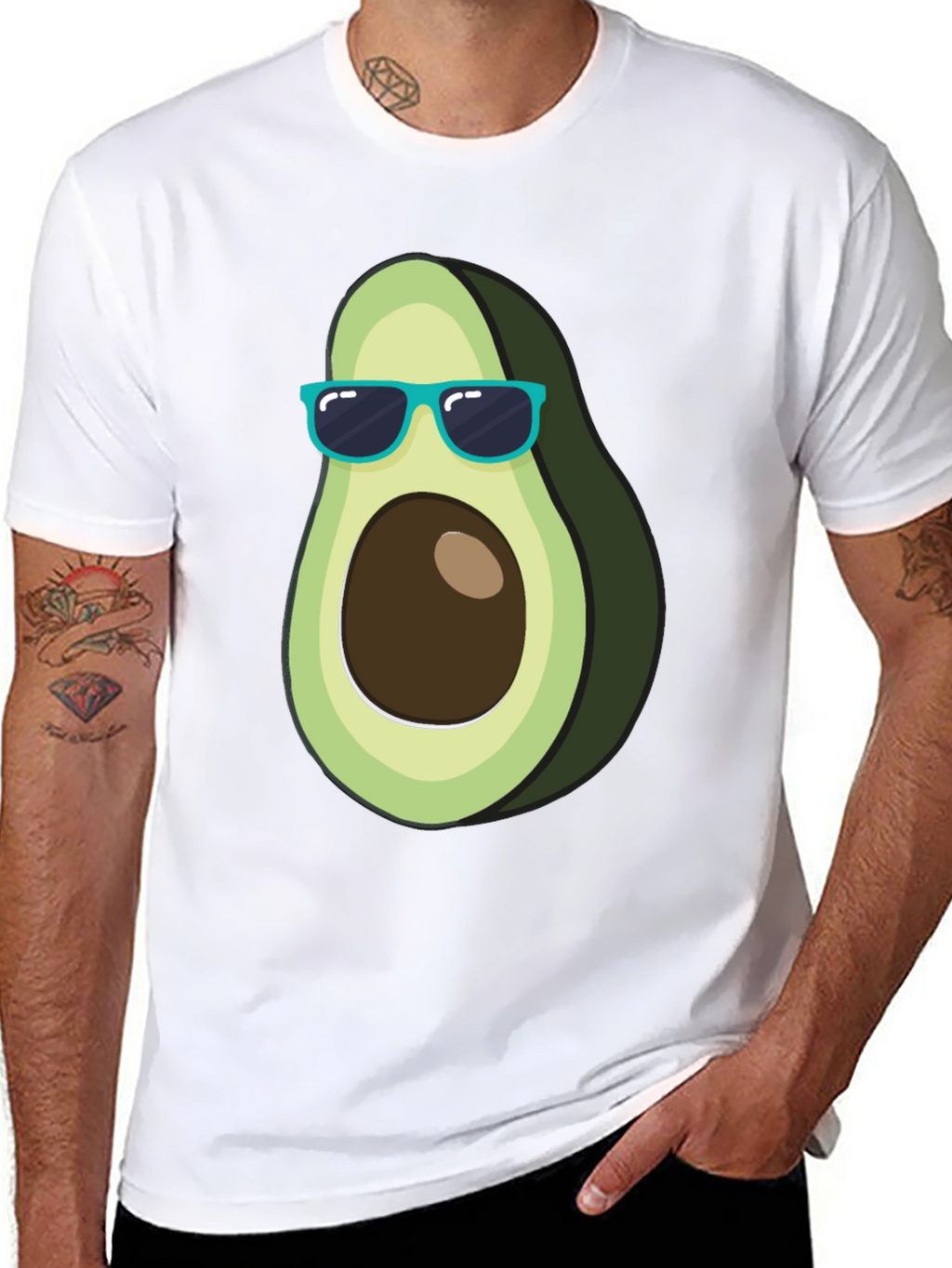 Cool Avocado Graphic Tee - Black Cotton T-Shirt