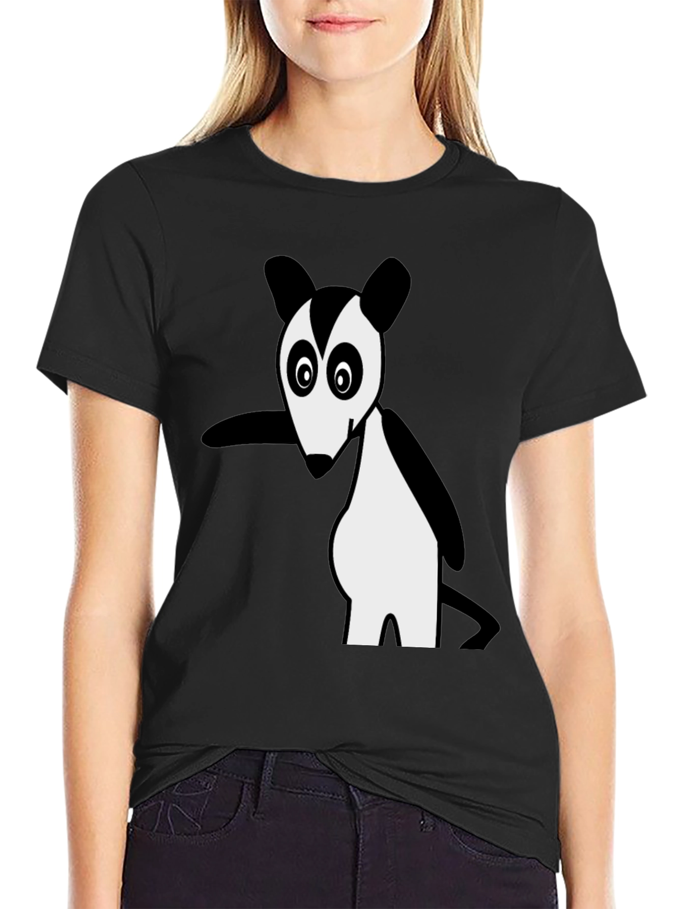 Cartoon Opossum Black T-Shirt