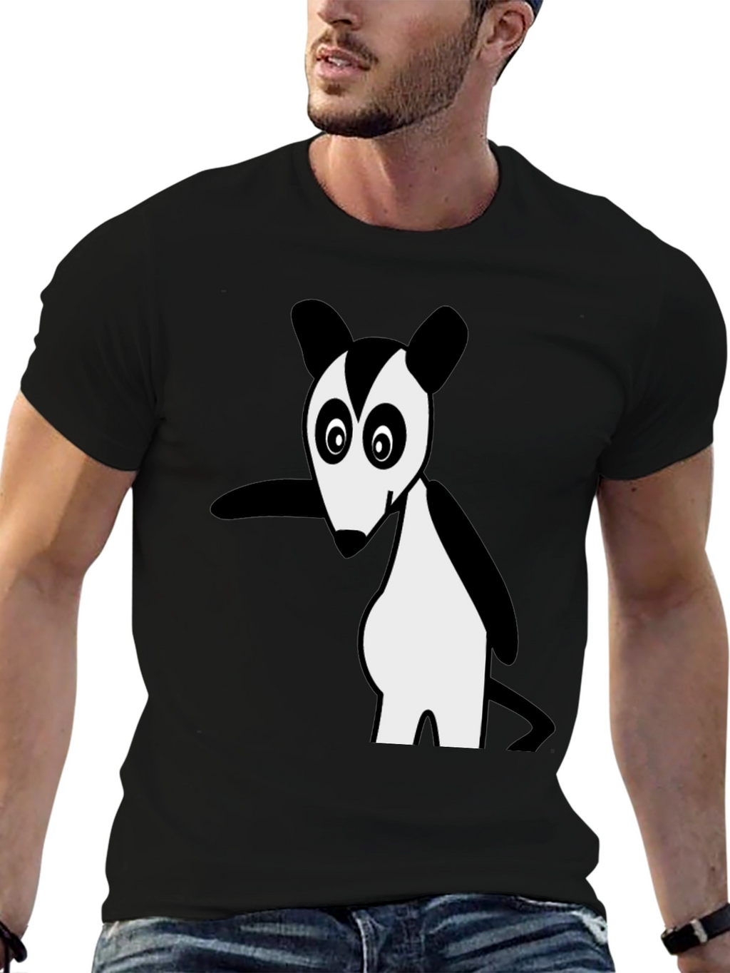Cartoon Opossum Black T-Shirt