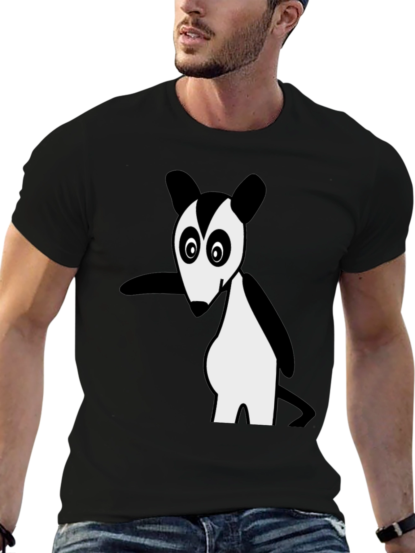 Cartoon Opossum Black T-Shirt