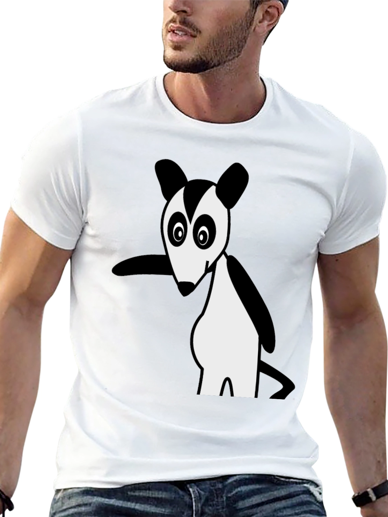 Cartoon Opossum Black T-Shirt