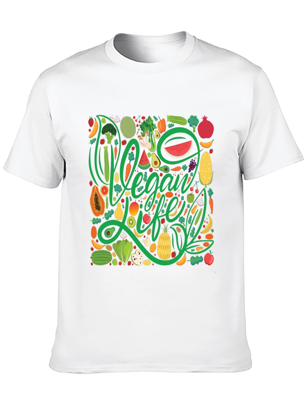 Vegan Life T-Shirt - Fruit & Vegetable Design