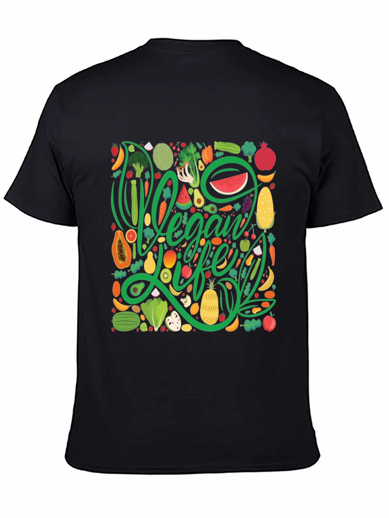 Vegan Life T-Shirt - Fruit & Vegetable Design