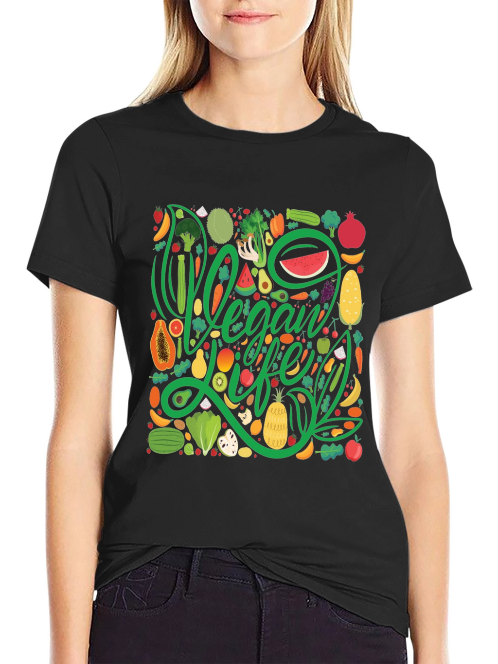 Vegan Life T-Shirt - Fruit & Vegetable Design