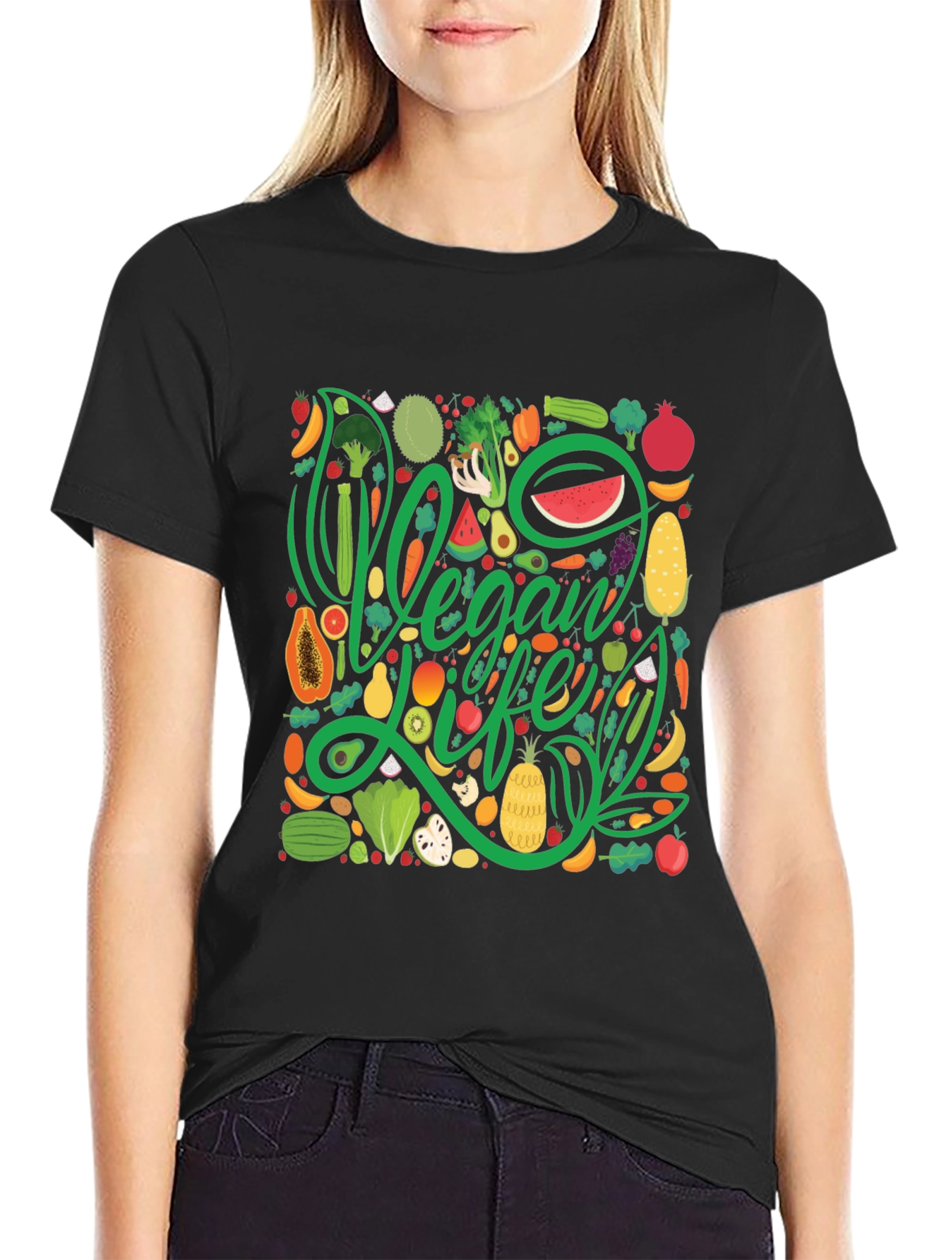 Vegan Life T-Shirt - Fruit & Vegetable Design