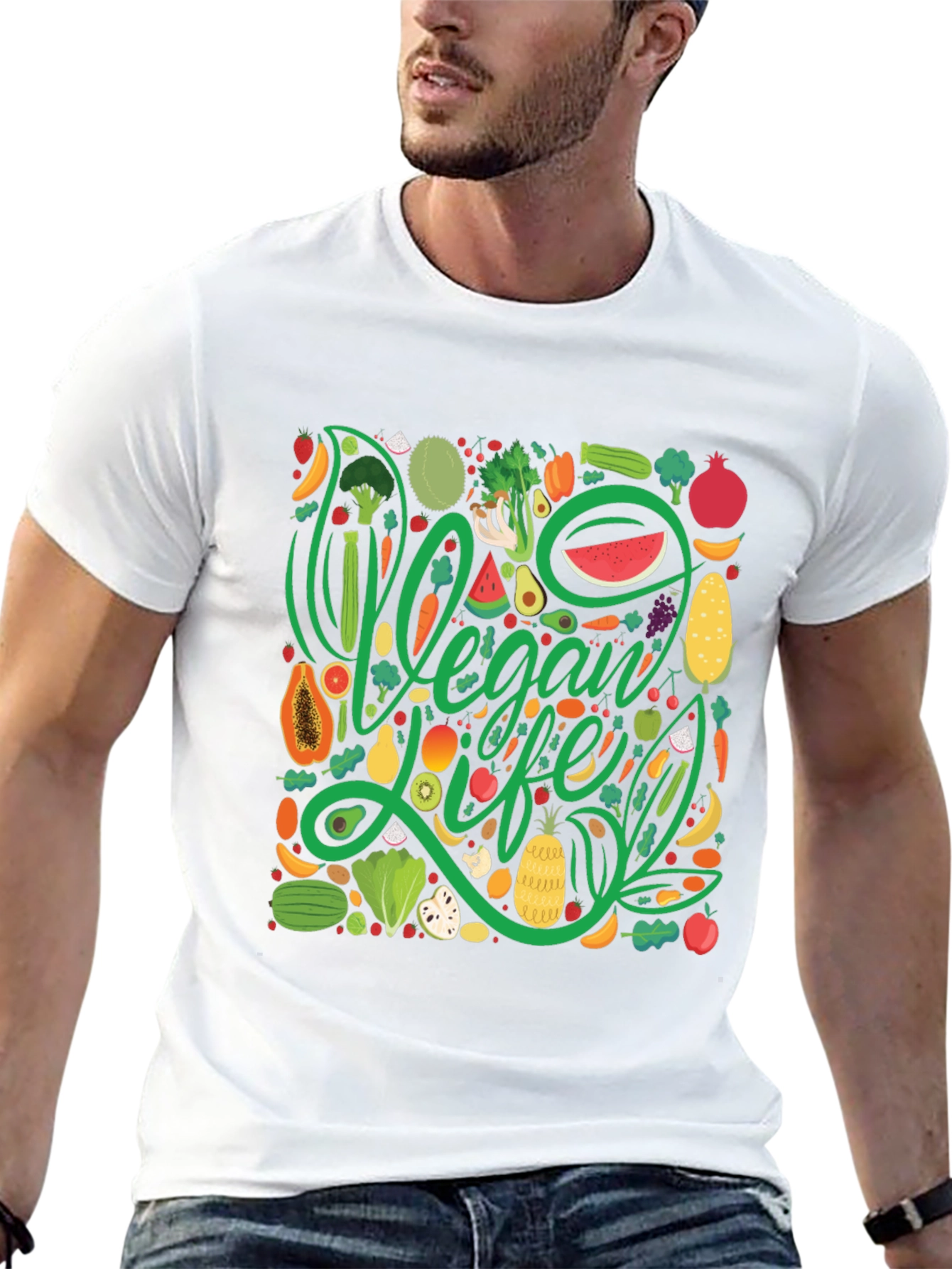 Vegan Life T-Shirt - Fruit & Vegetable Design