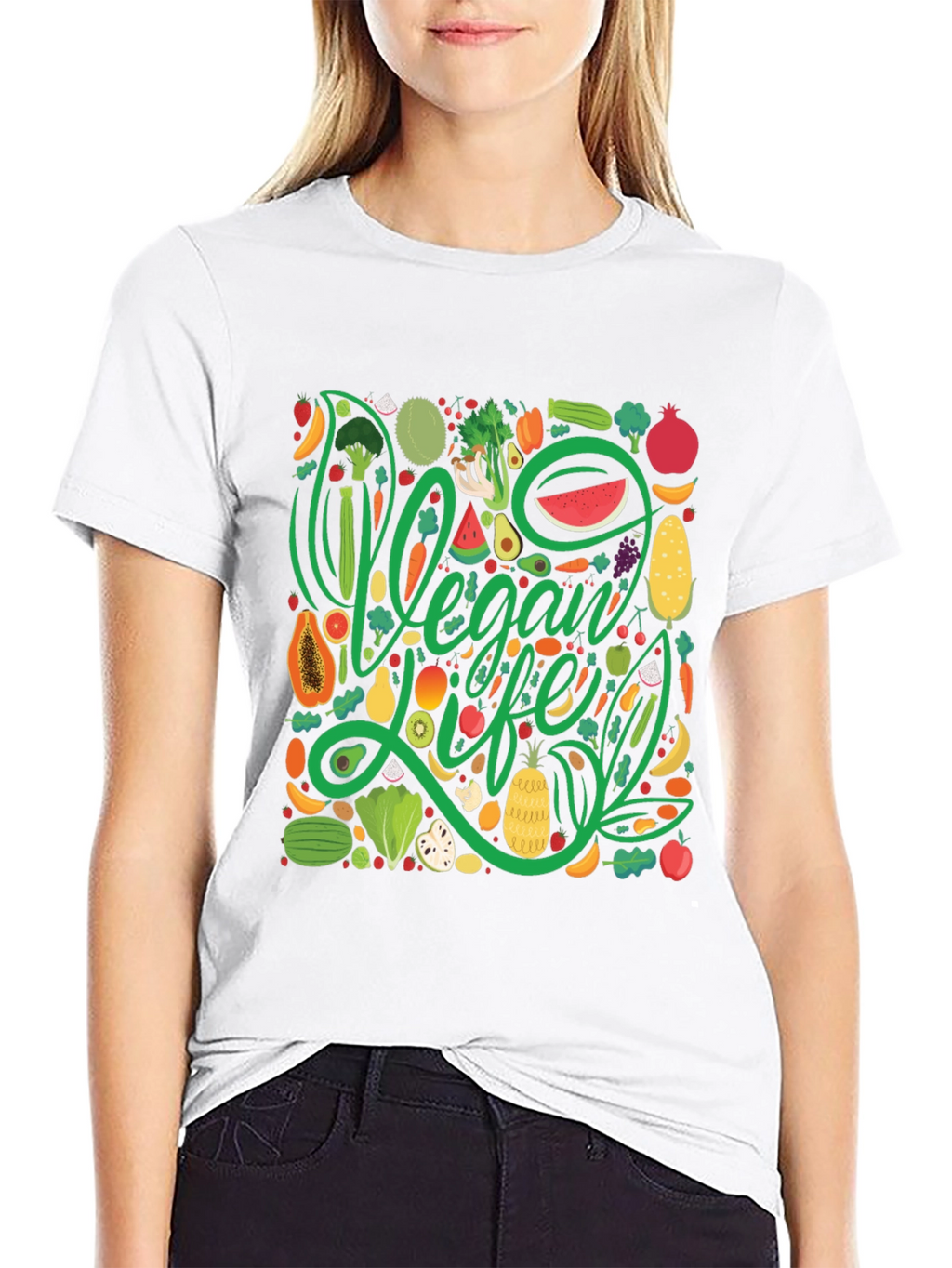 Vegan Life T-Shirt - Fruit & Vegetable Design