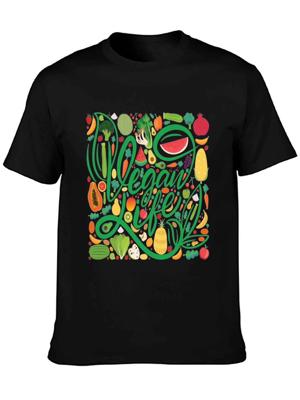 Vegan Life T-Shirt - Fruit & Vegetable Design