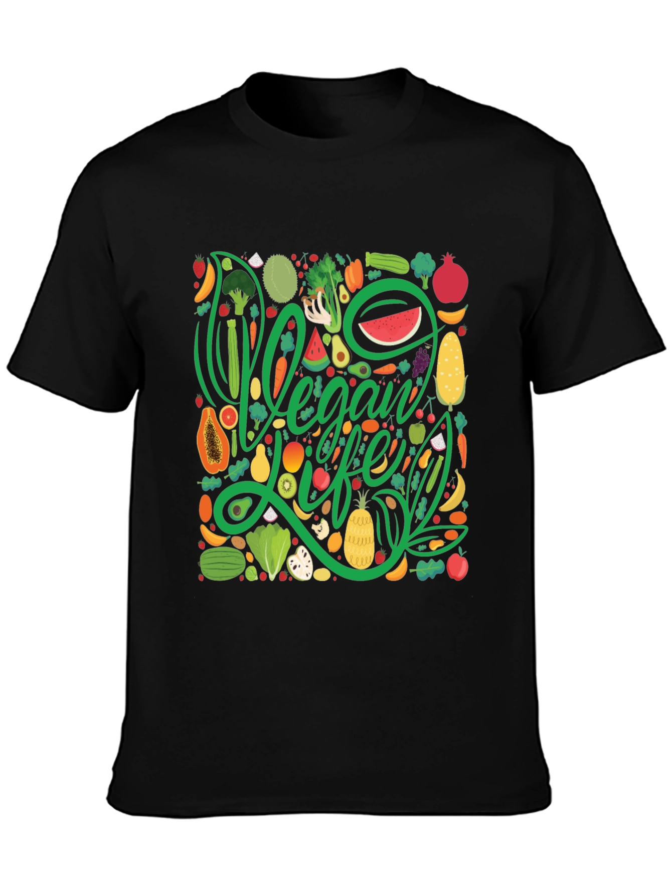 Vegan Life T-Shirt - Fruit & Vegetable Design