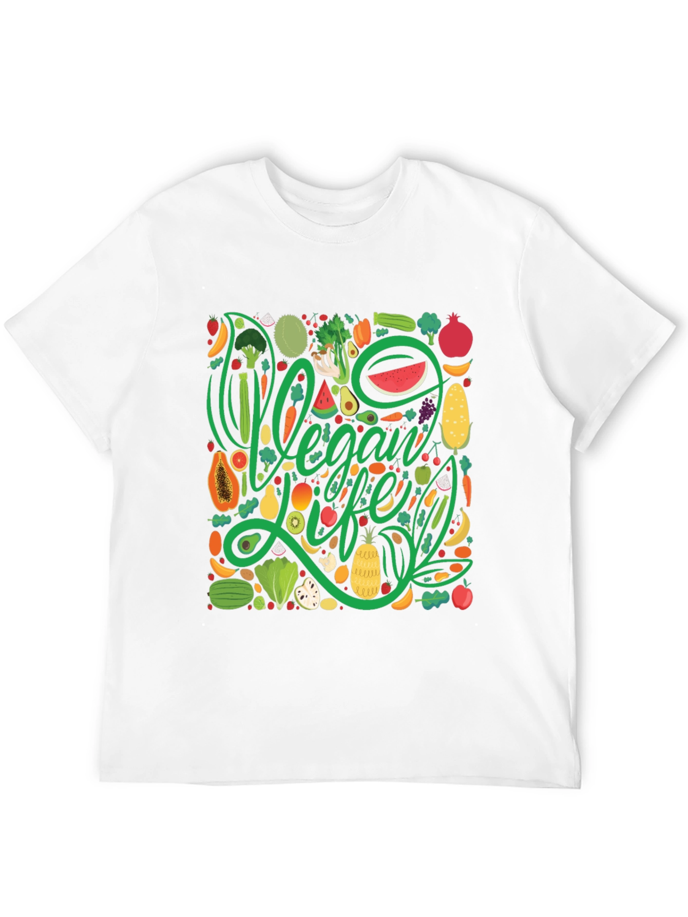 Vegan Life T-Shirt - Fruit & Vegetable Design
