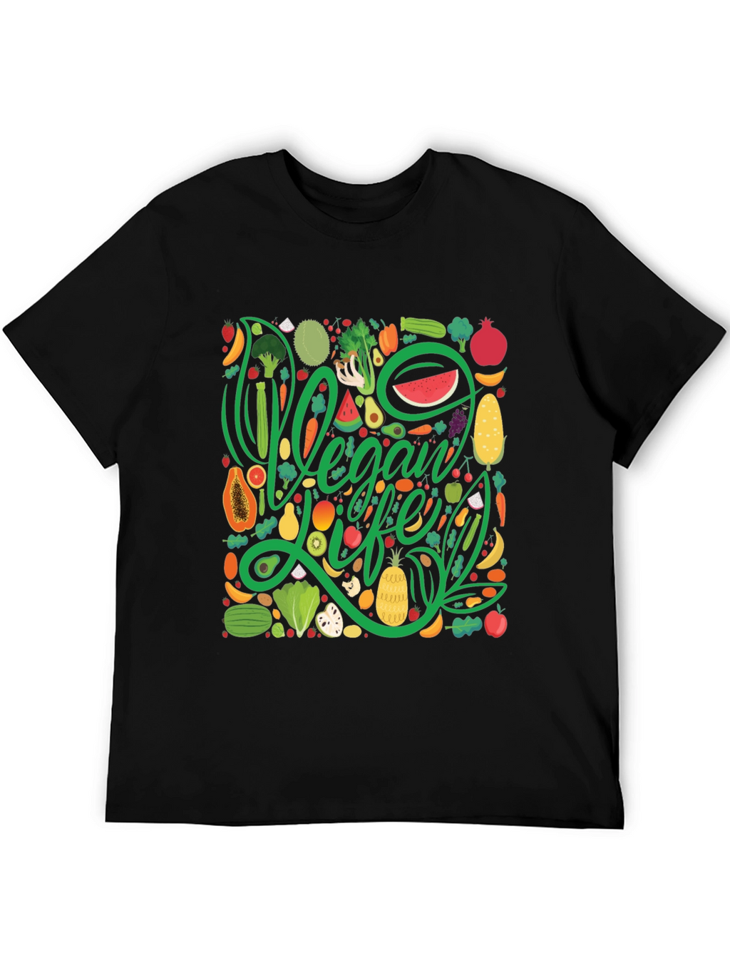 Vegan Life T-Shirt - Fruit & Vegetable Design