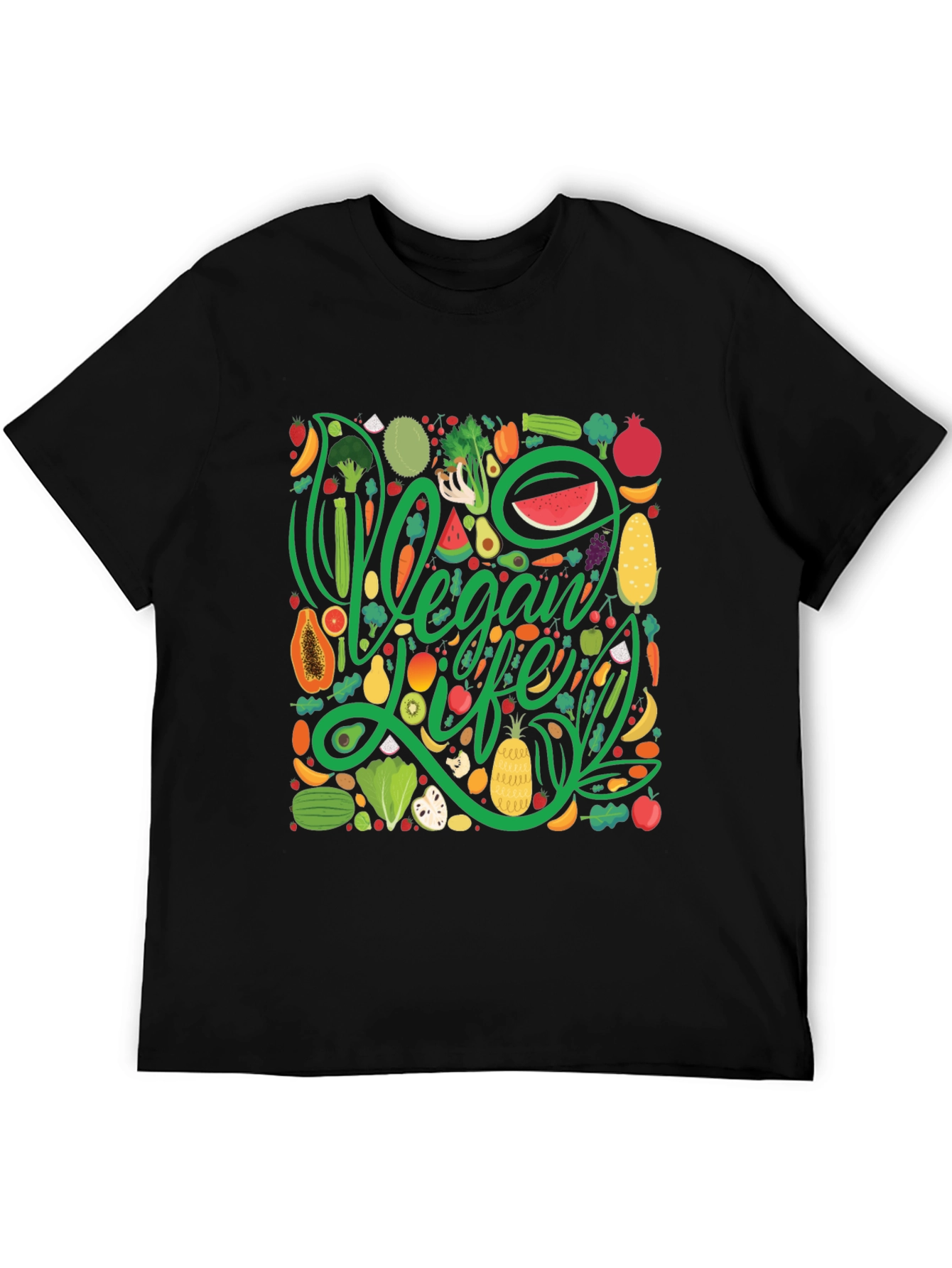 Vegan Life T-Shirt - Fruit & Vegetable Design