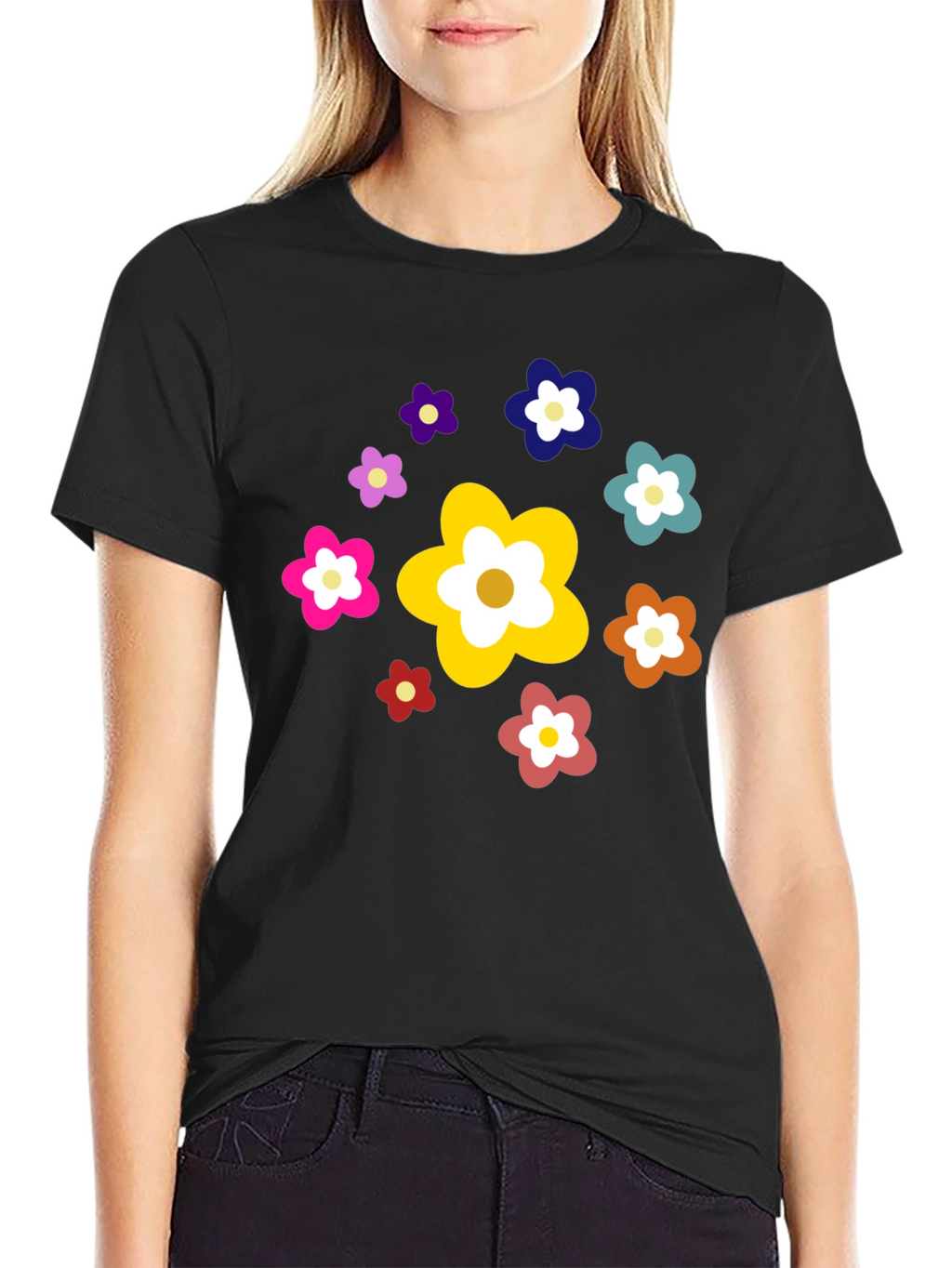 Floral Power Black Tee