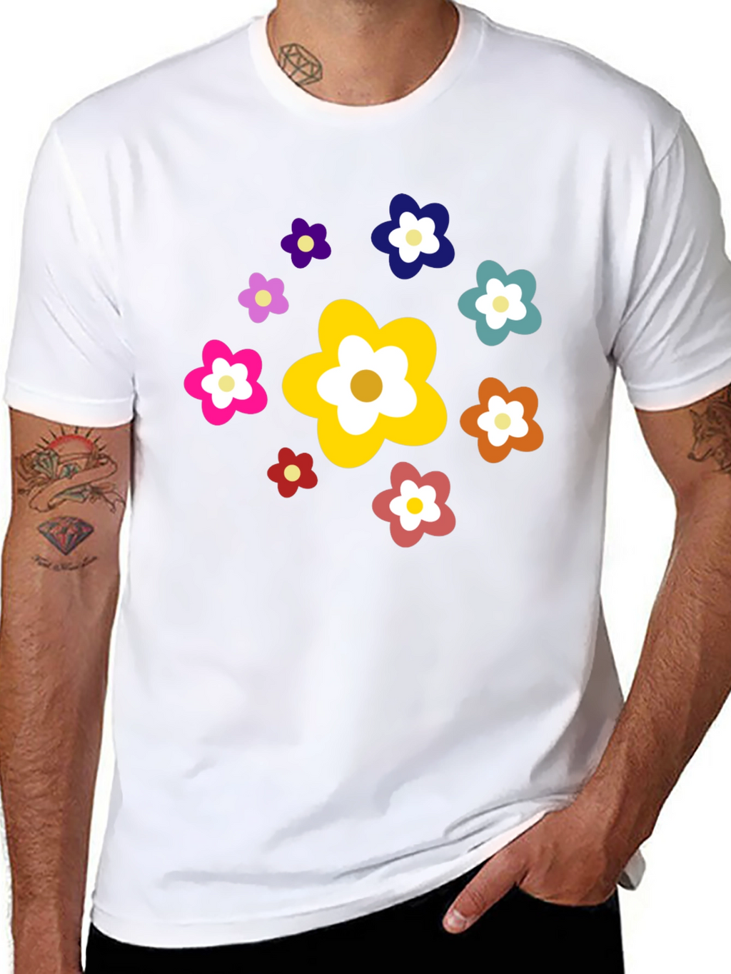 Floral Power Black Tee