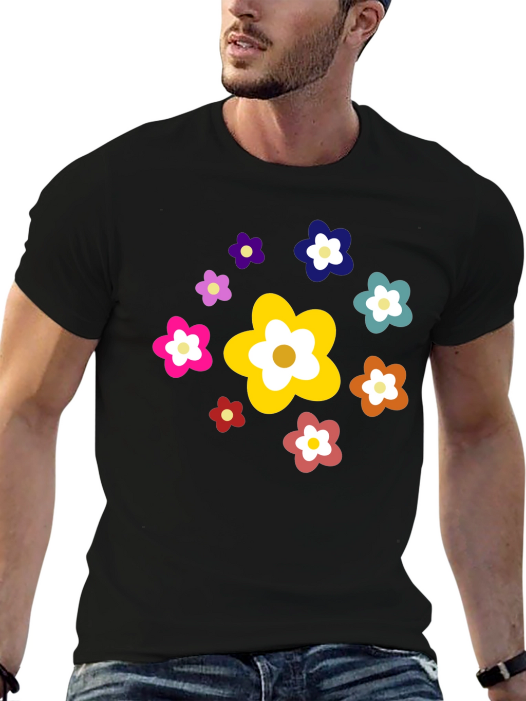 Floral Power Black Tee