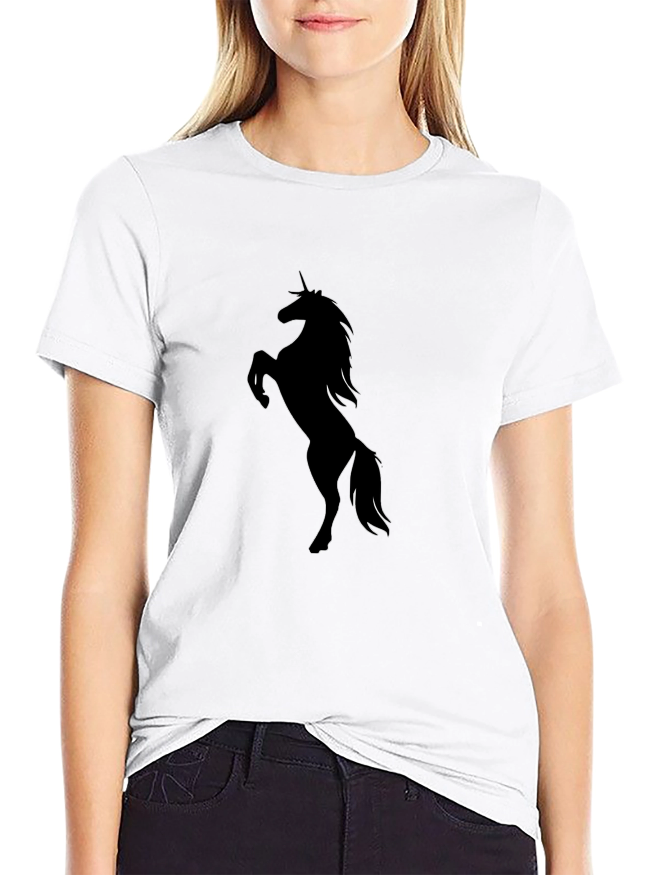 Mens Black T-Shirt with Unicorn Silhouette