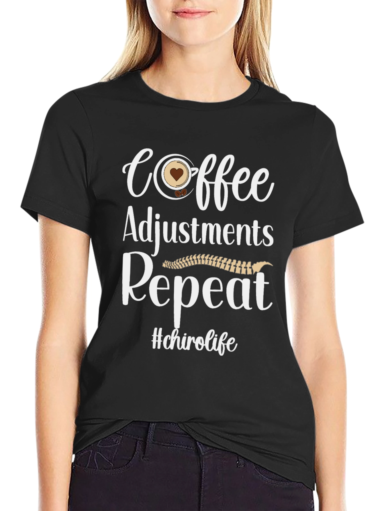 Coffee Adjustments Repeat T-Shirt - Chiro Life Tee