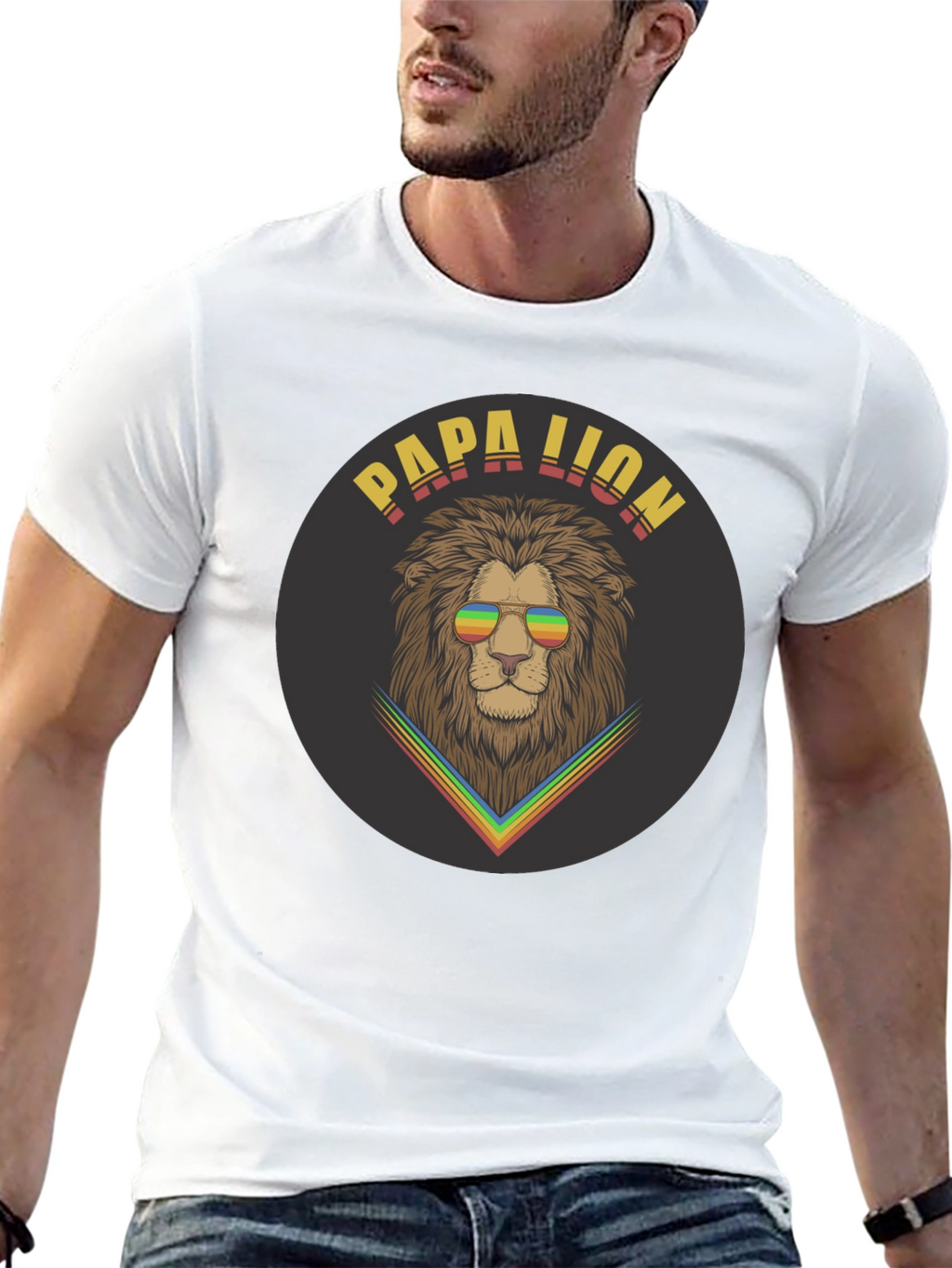 Papa Lion Graphic Tee - Cool Dad Shirt