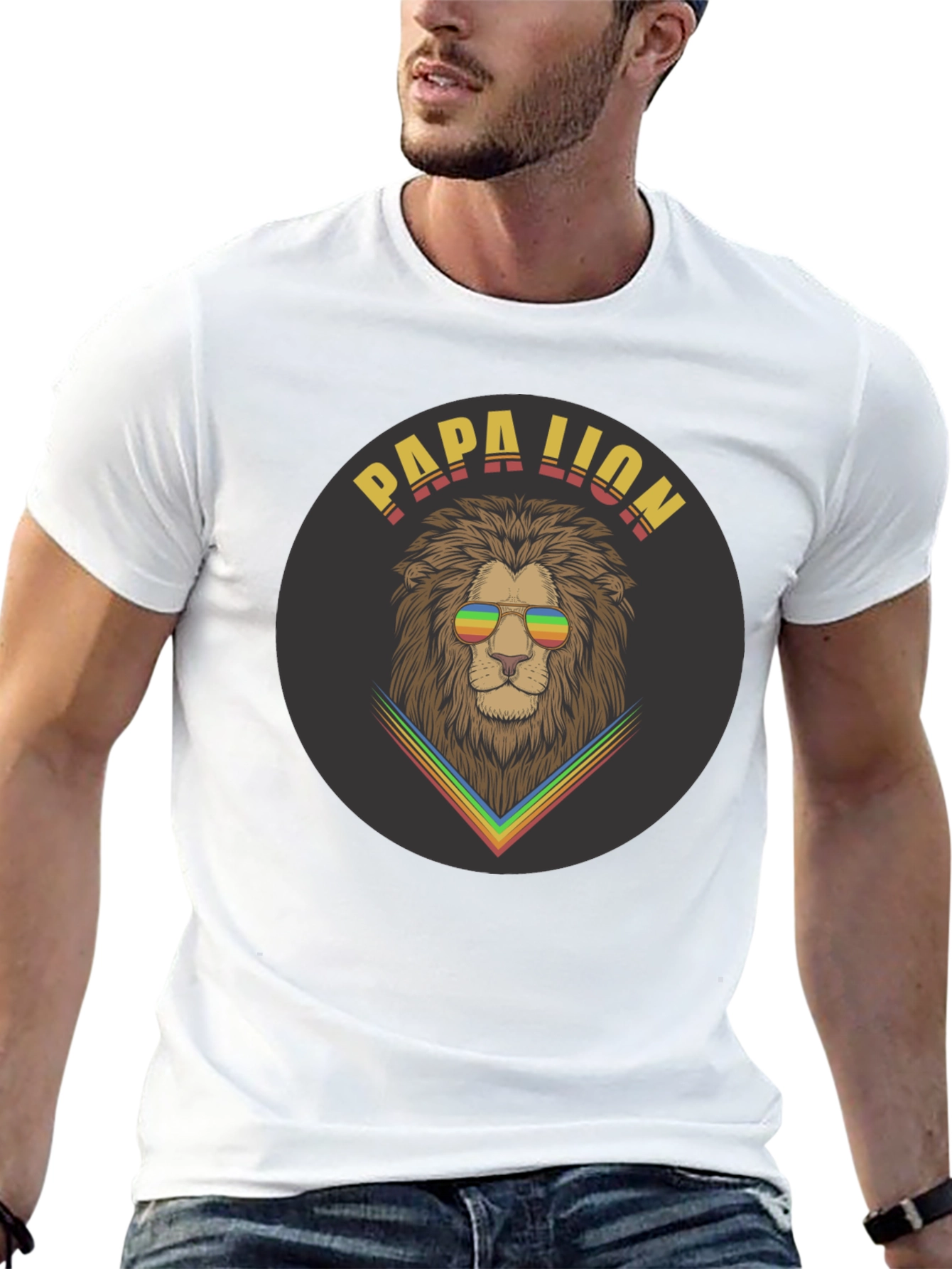 Papa Lion Graphic Tee - Cool Dad Shirt
