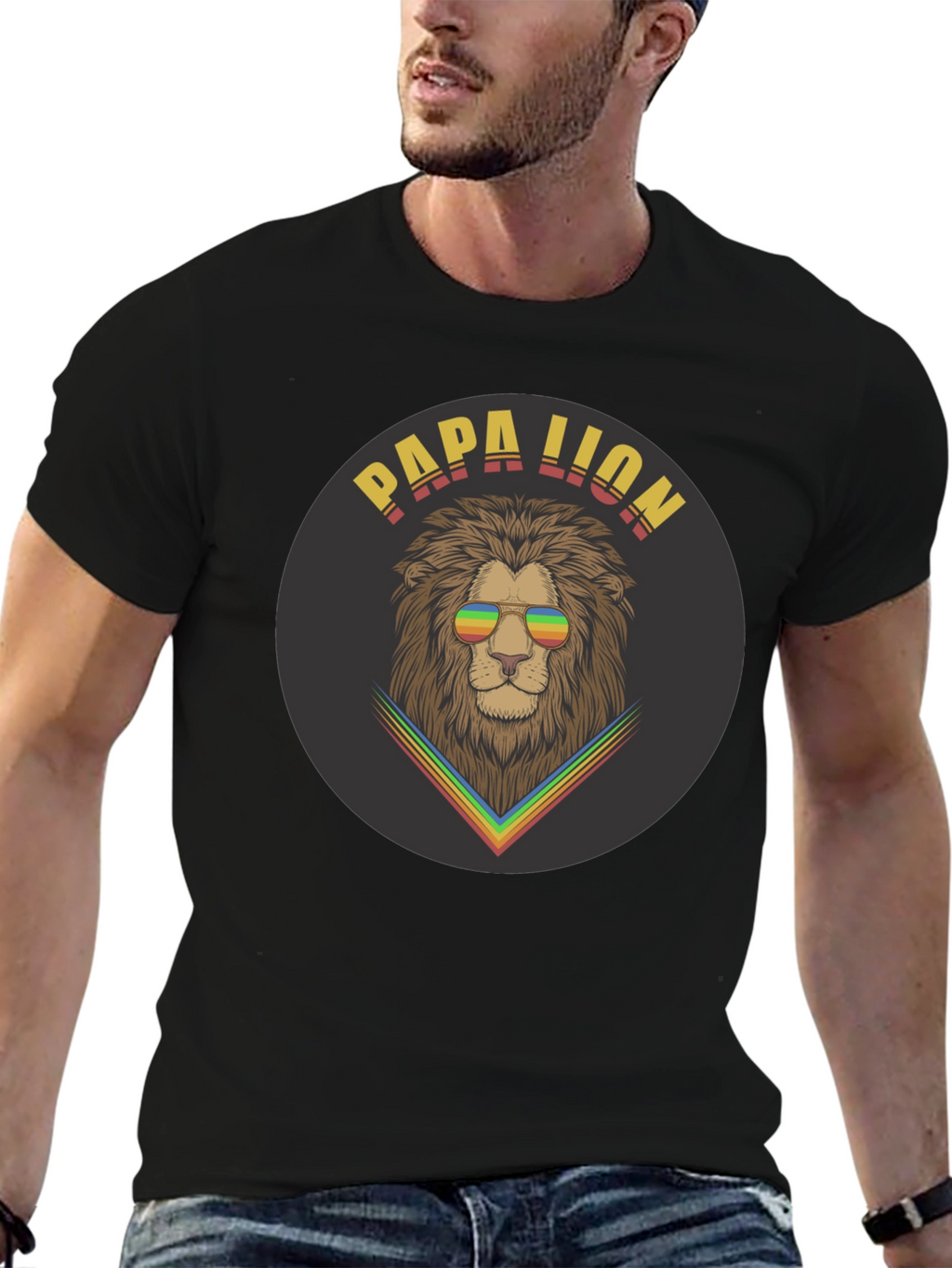 Papa Lion Graphic Tee - Cool Dad Shirt