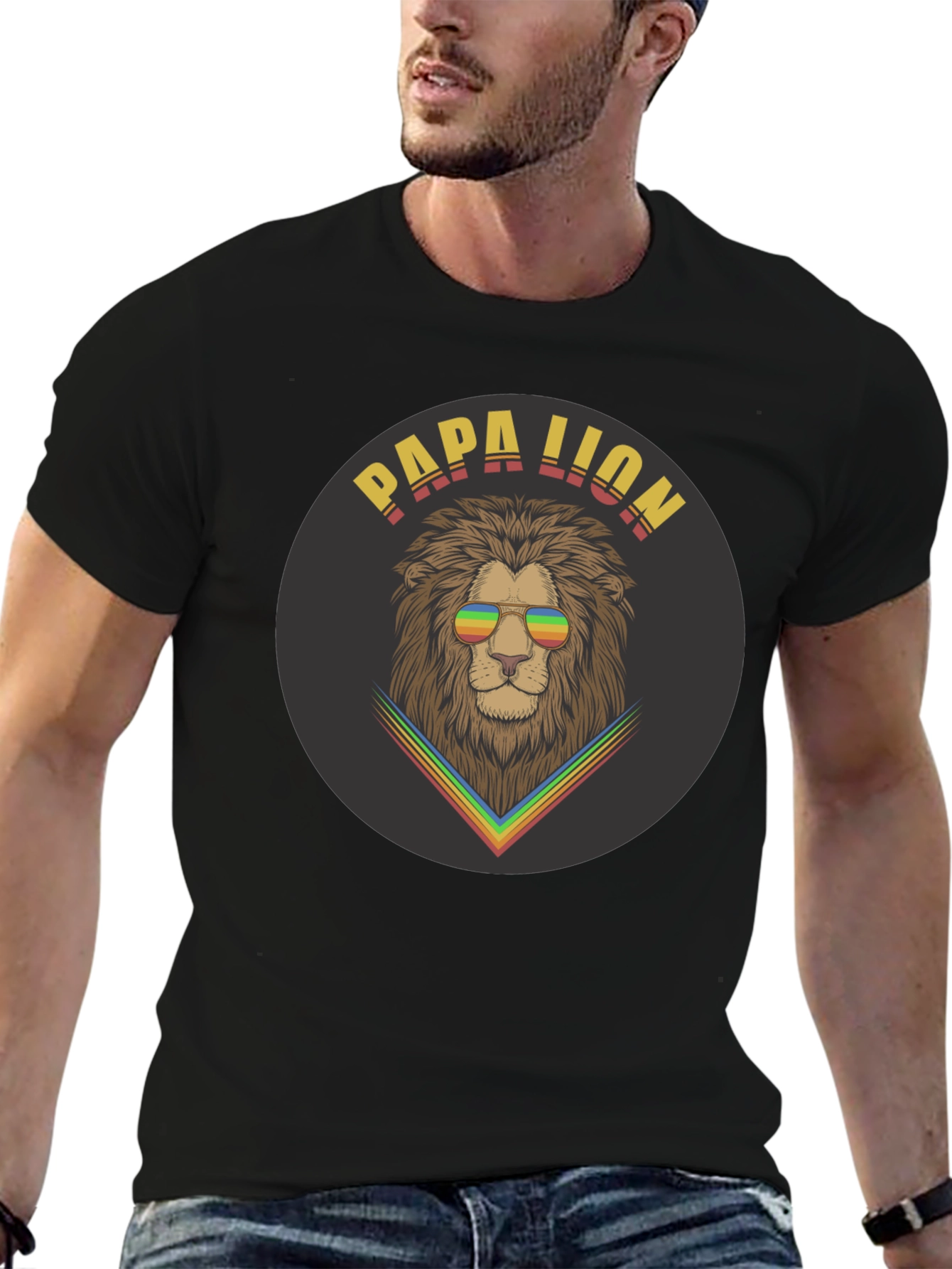 Papa Lion Graphic Tee - Cool Dad Shirt