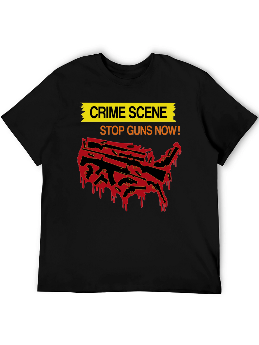 Crime Scene Stop Guns Now Graphic Tee
