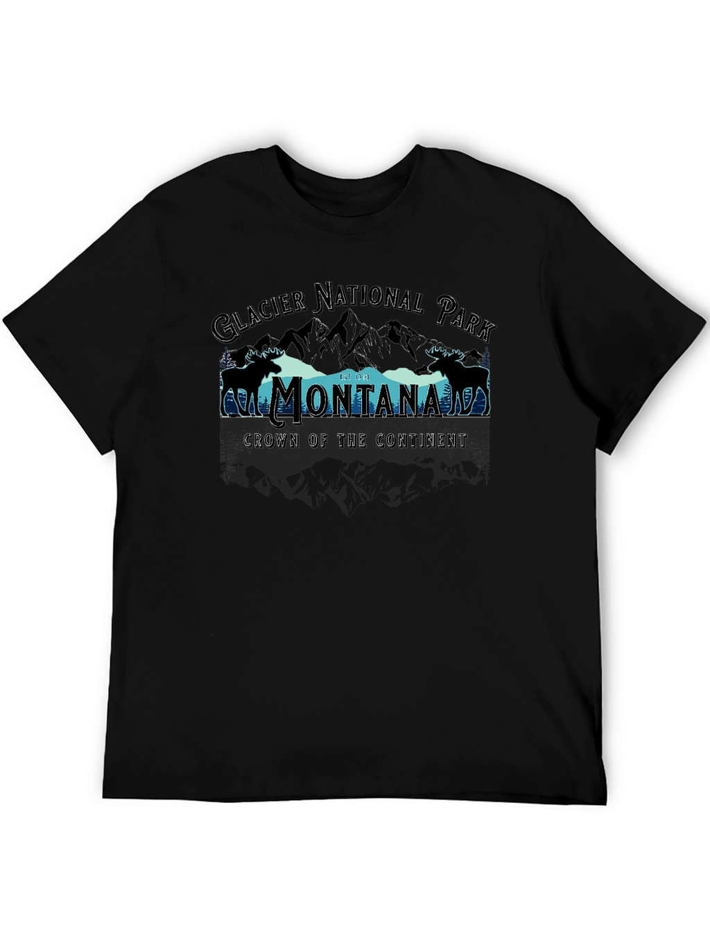 Glacier National Park Montana Black T-Shirt
