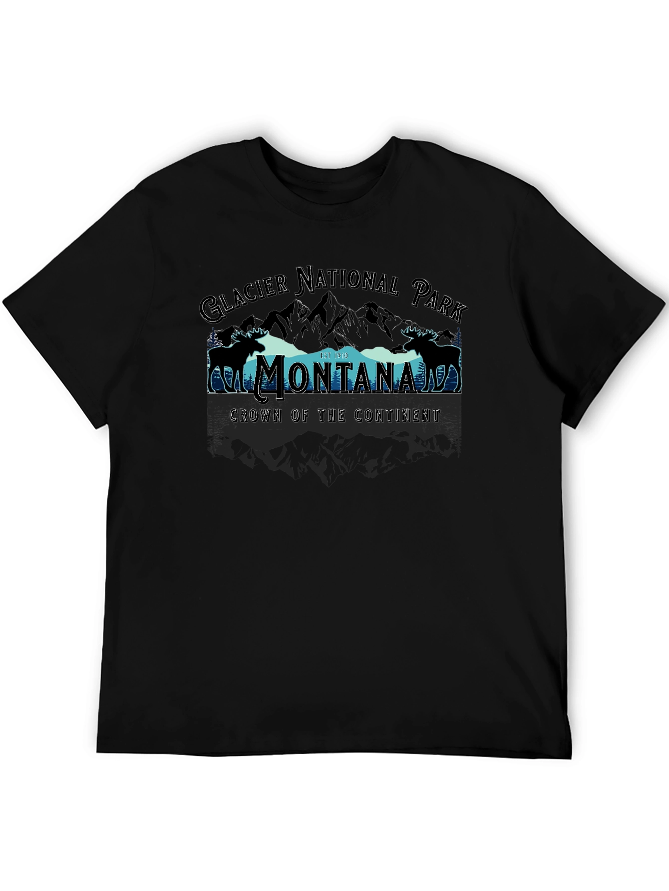 Glacier National Park Montana Black T-Shirt