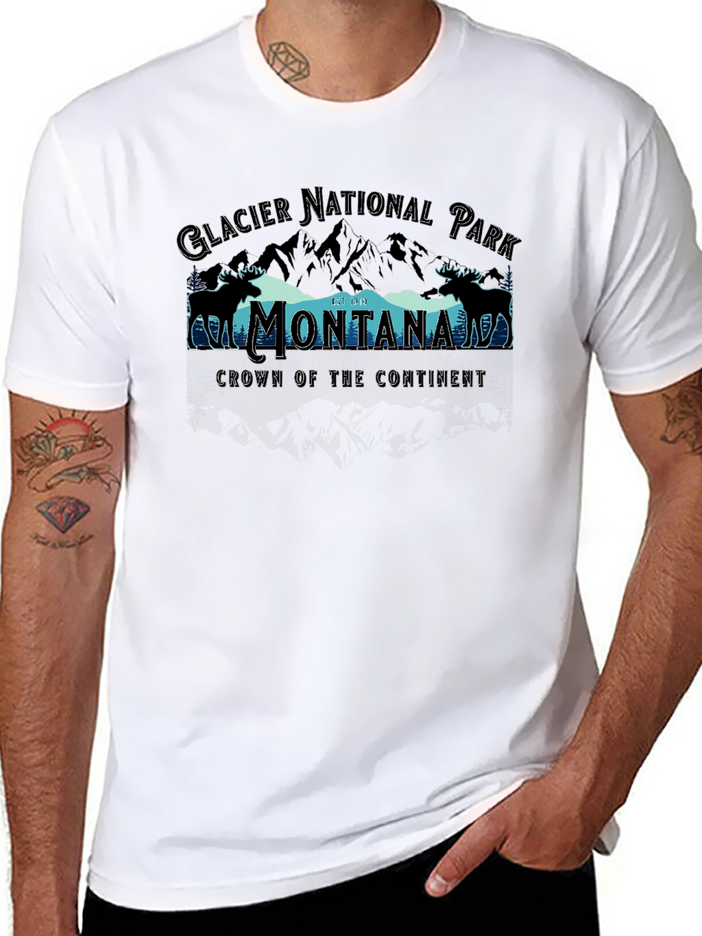 Glacier National Park Montana Black T-Shirt