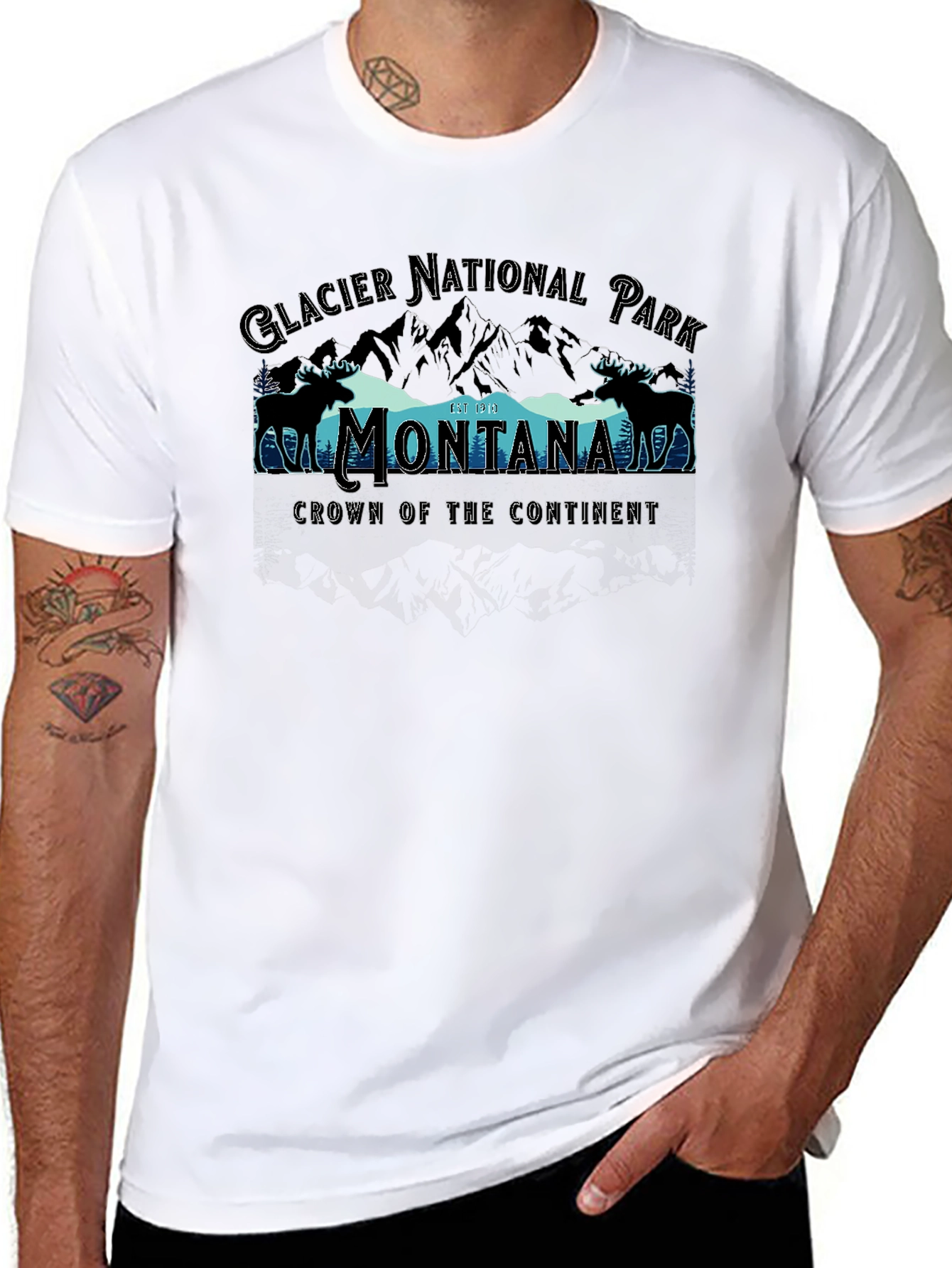 Glacier National Park Montana Black T-Shirt