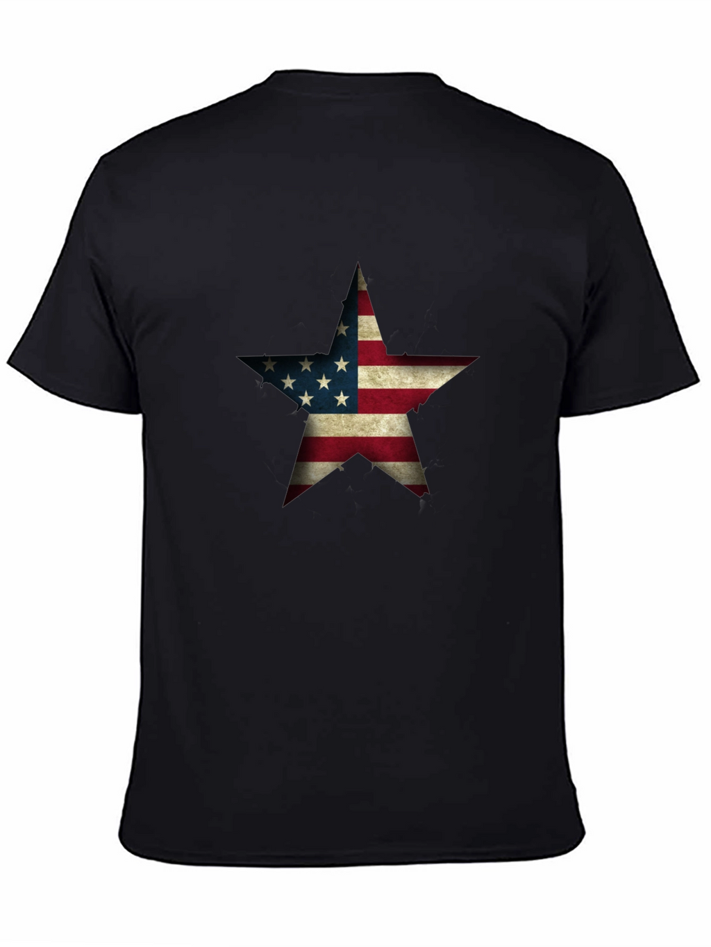 USA Flag Star Graphic Black T-Shirt
