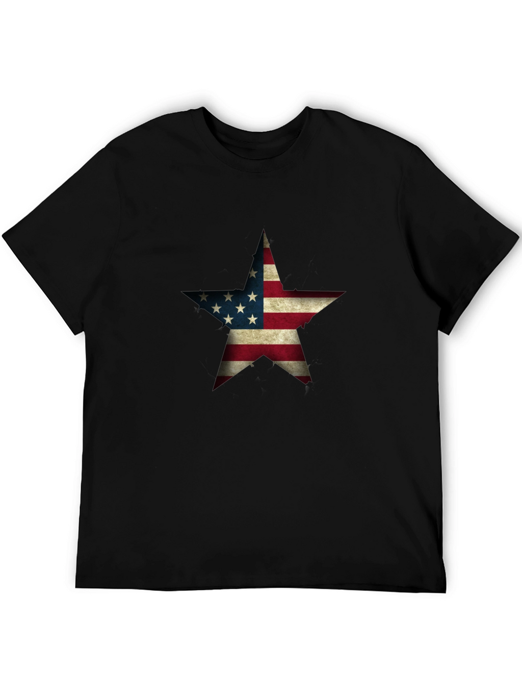 USA Flag Star Graphic Black T-Shirt