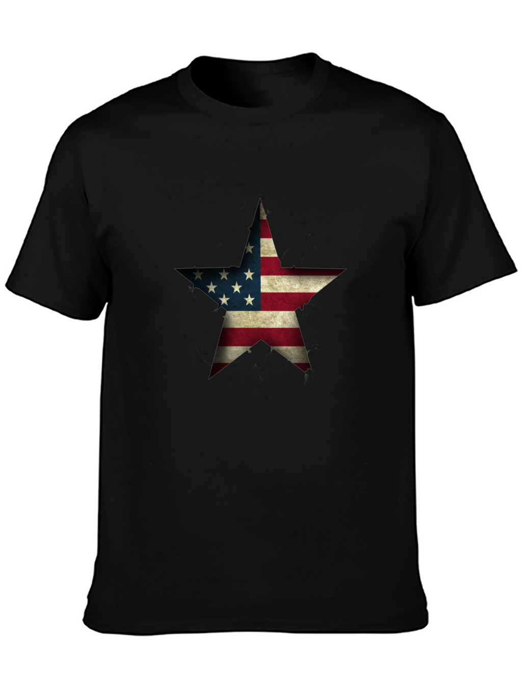 USA Flag Star Graphic Black T-Shirt