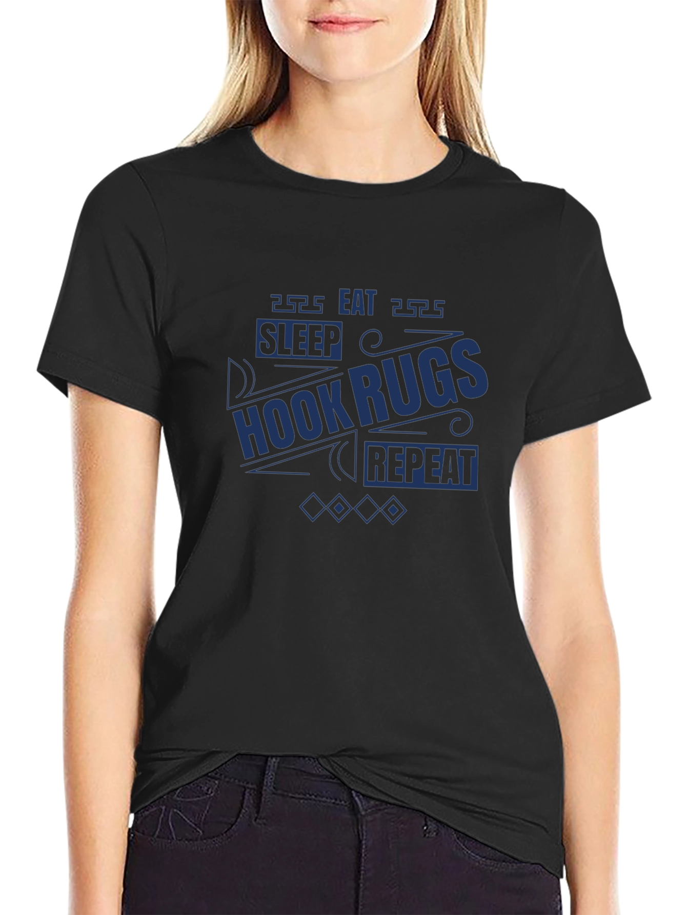 Hook Rugs T-Shirt: Sleep Eat Repeat!