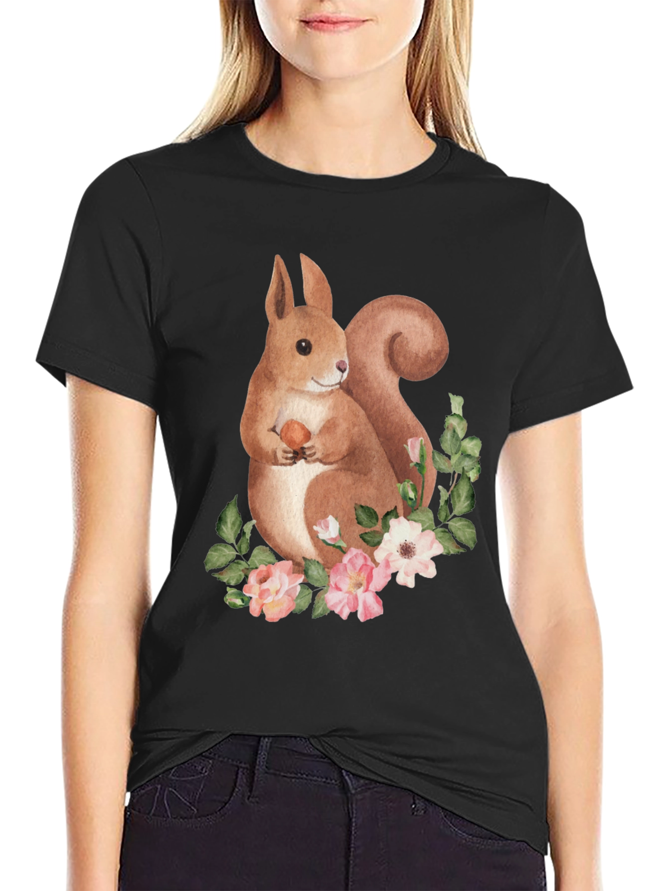 Squirrel Floral Graphic Tee
