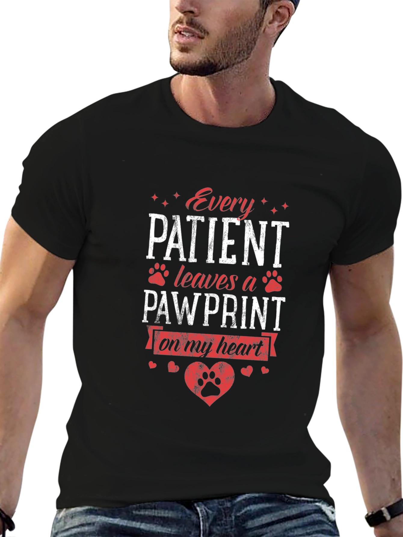Every Patient Leaves a Pawprint Black T-Shirt