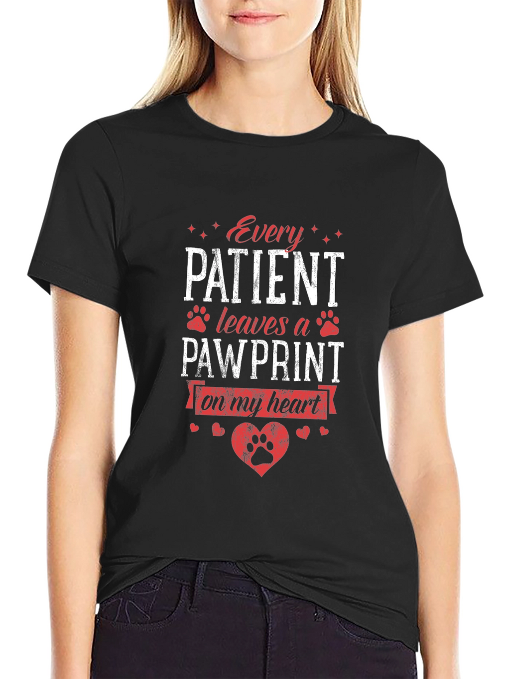 Every Patient Leaves a Pawprint Black T-Shirt
