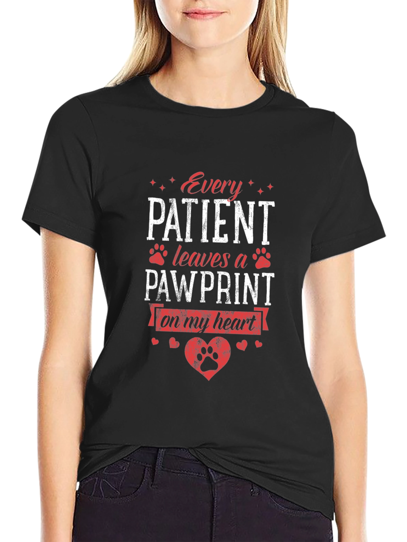 Every Patient Leaves a Pawprint Black T-Shirt