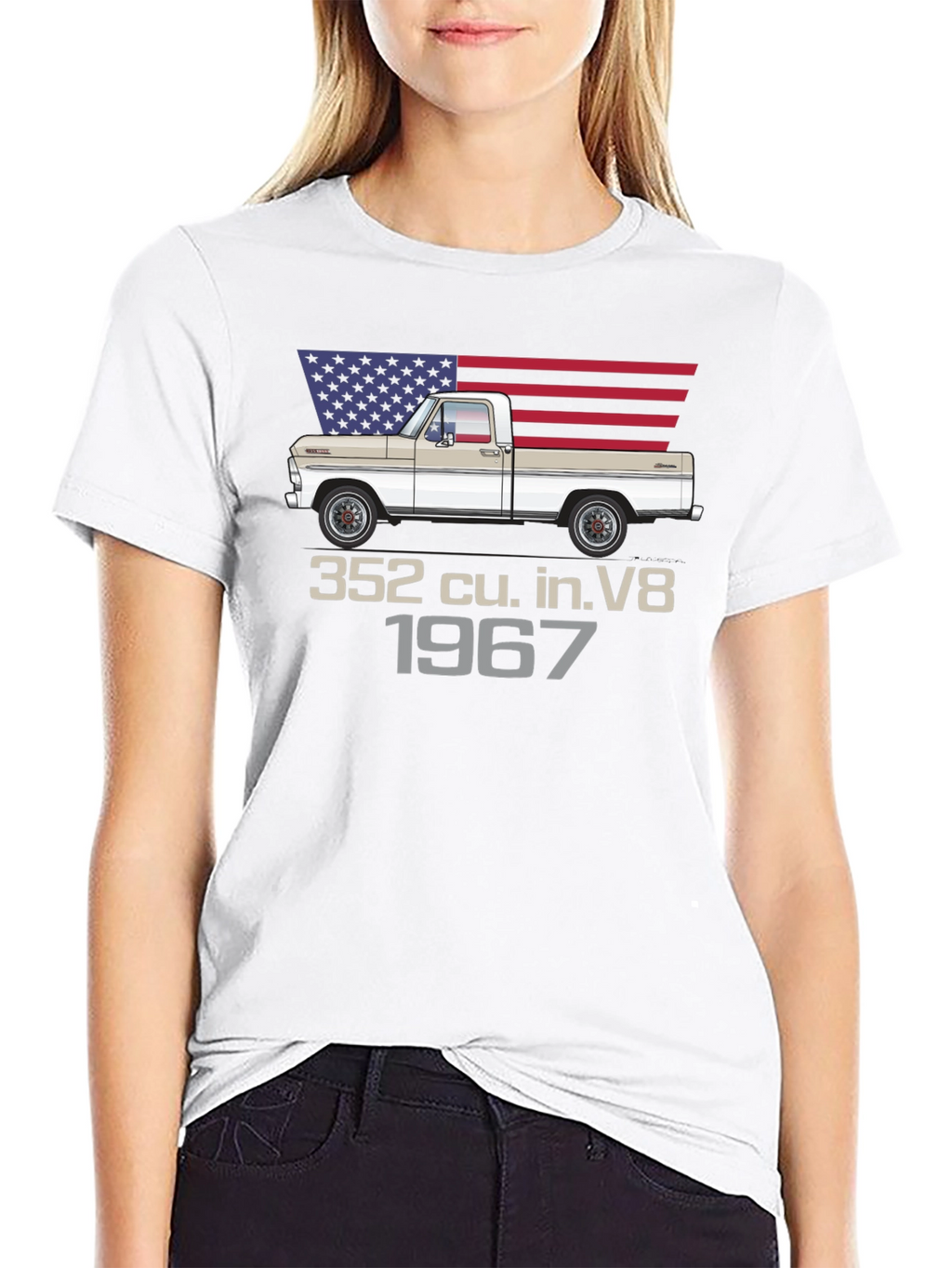 1967 Ford Truck T-Shirt - American Flag Design