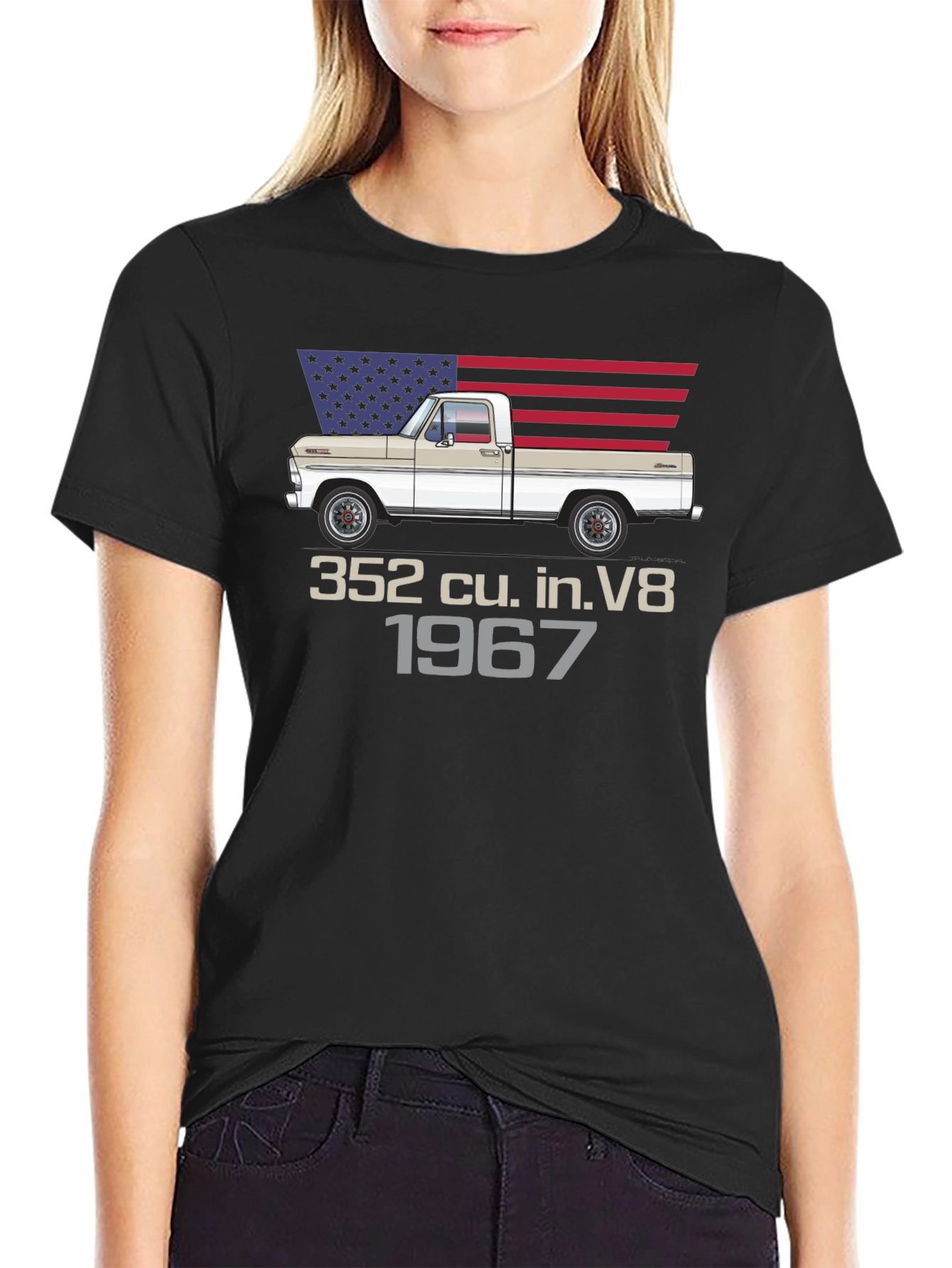 1967 Ford Truck T-Shirt - American Flag Design