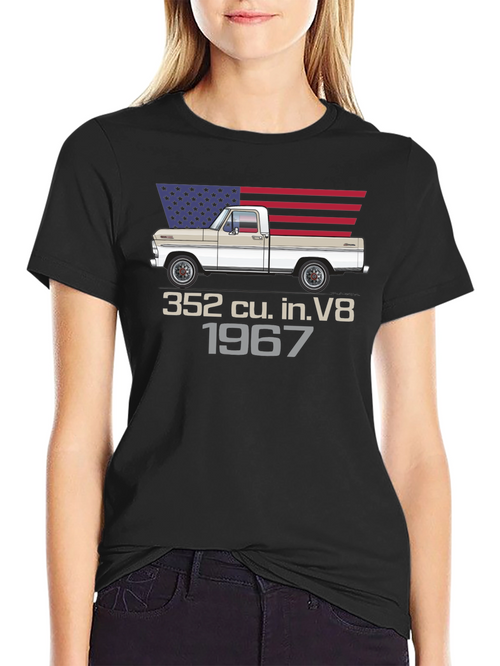1967 Ford Truck T-Shirt - American Flag Design