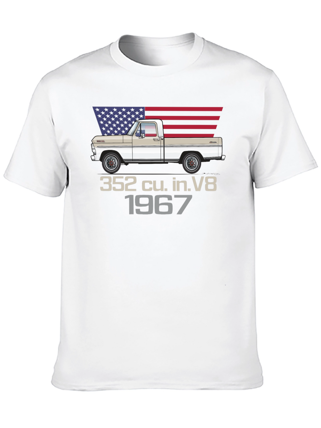 1967 Ford Truck T-Shirt - American Flag Design