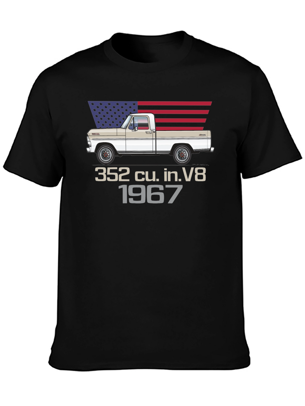 1967 Ford Truck T-Shirt - American Flag Design