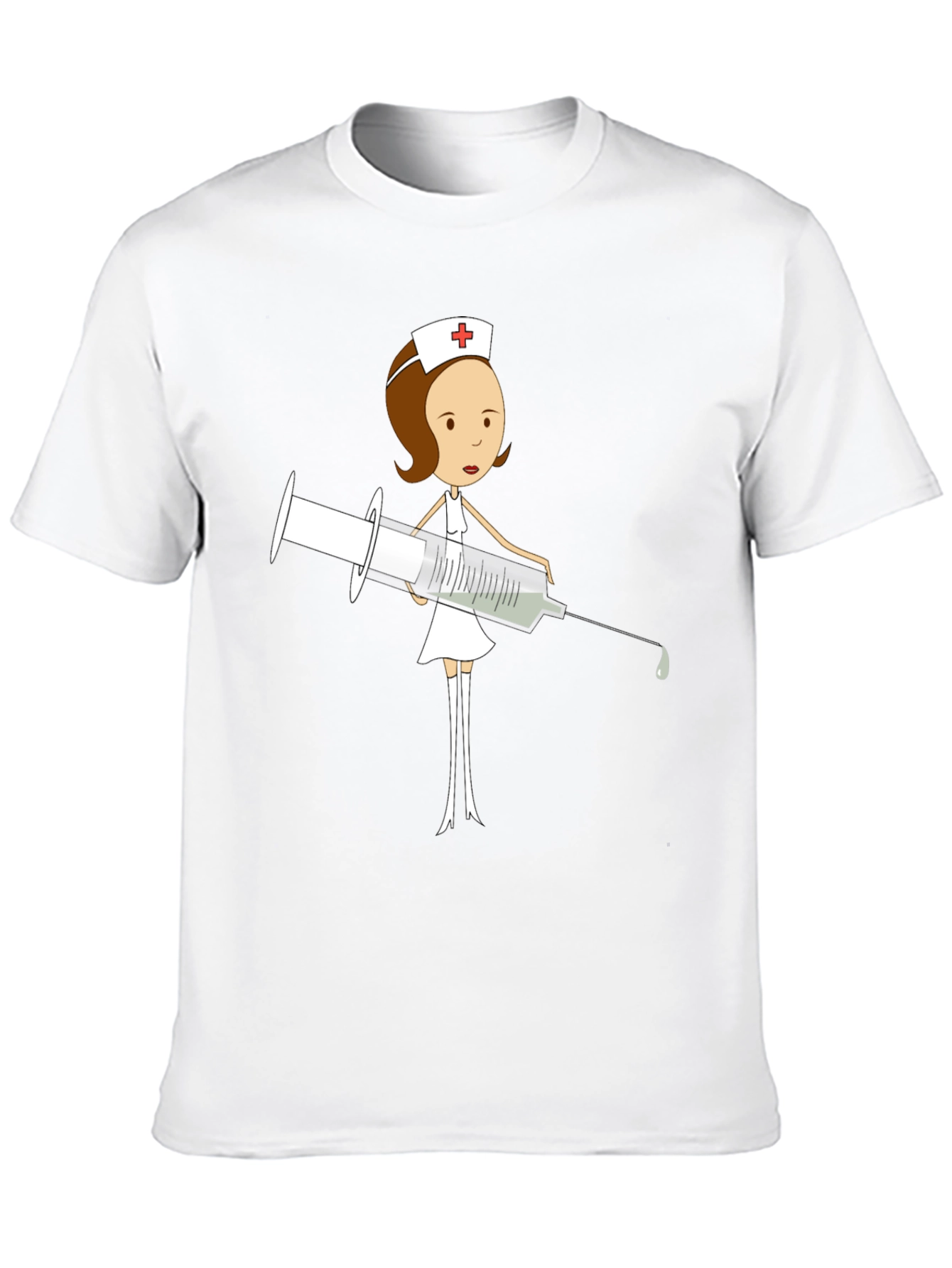 Cartoon Nurse T-Shirt - Humorous Medical Apparel