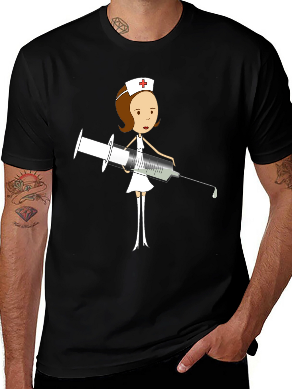 Cartoon Nurse T-Shirt - Humorous Medical Apparel