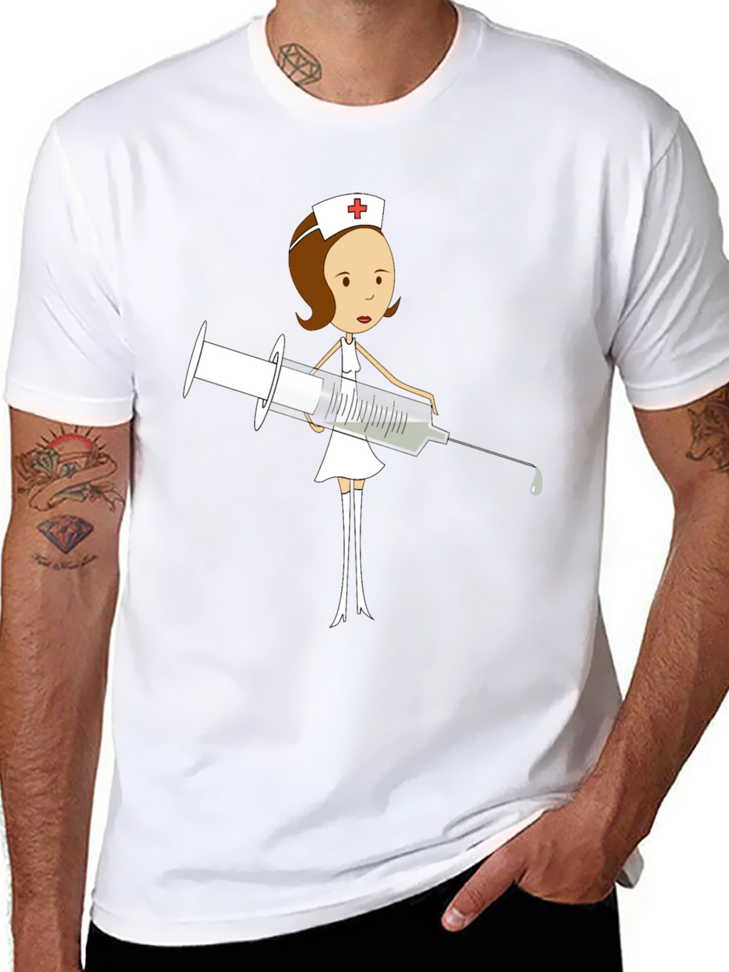 Cartoon Nurse T-Shirt - Humorous Medical Apparel