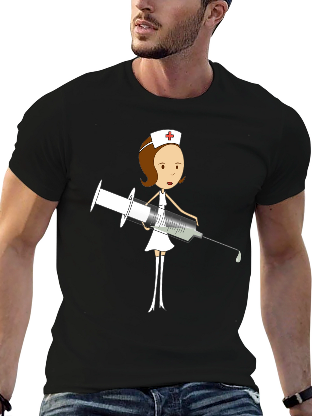 Cartoon Nurse T-Shirt - Humorous Medical Apparel