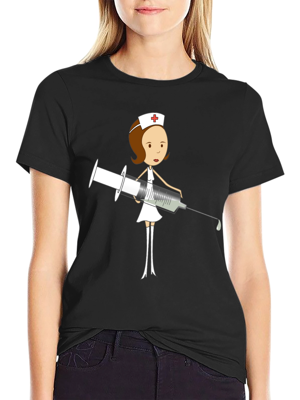 Cartoon Nurse T-Shirt - Humorous Medical Apparel