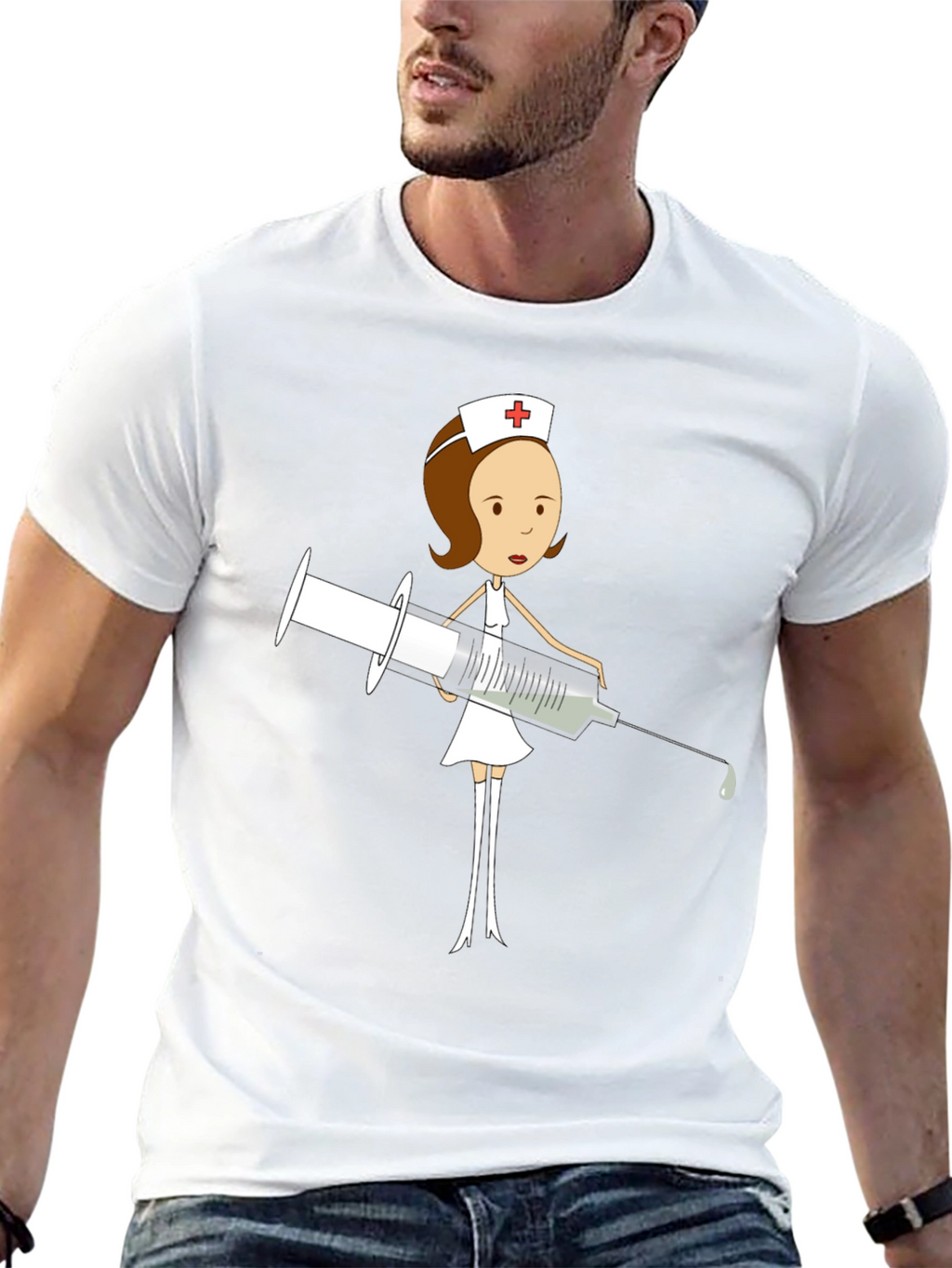 Cartoon Nurse T-Shirt - Humorous Medical Apparel
